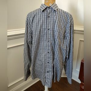 Men's Black and White Checkered Shirt By Kenneth Roberts-Platinum Collecton. XL